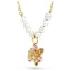 Colgante Idyllia con perlas de cristal, cortes mixtos, flor, multicolor, chapado en tono dorado