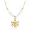 Colgante Idyllia con perlas de cristal, cortes mixtos, flor, multicolor, chapado en tono dorado