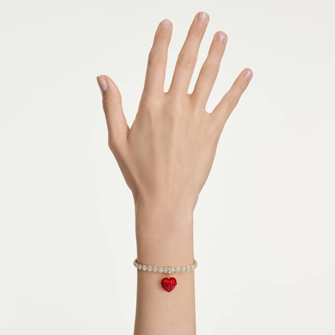 Colgante Idyllia de corte redondo, forma de corazón, rojo, chapado en tono dorado Colgante Idyllia de corte redondo, forma de corazón, rojo, chapado en tono dorado