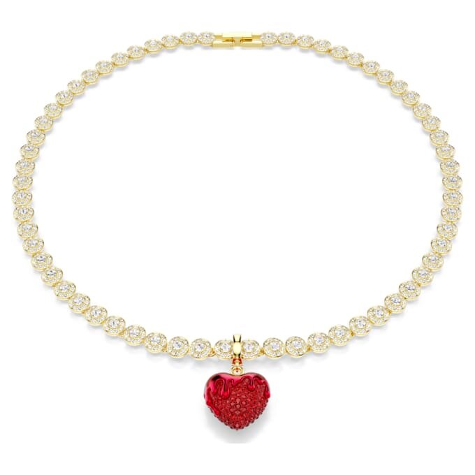 Colgante Idyllia de corte redondo, forma de corazón, rojo, chapado en tono dorado Colgante Idyllia de corte redondo, forma de corazón, rojo, chapado en tono dorado