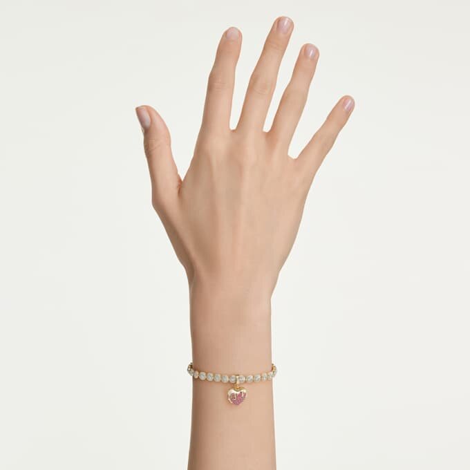 Colgante Idyllia de corte redondo, forma de corazón, rosa, chapado en tono dorado Colgante Idyllia de corte redondo, forma de corazón, rosa, chapado en tono dorado