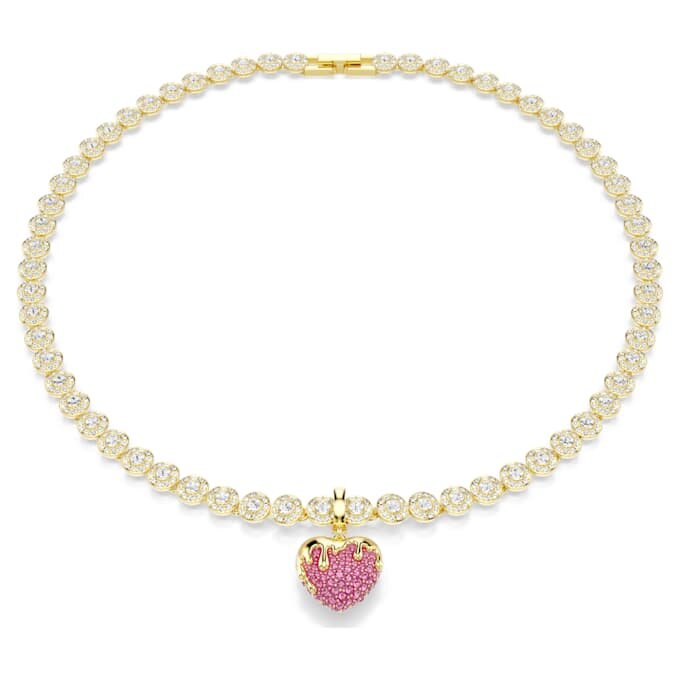 Colgante Idyllia de corte redondo, forma de corazón, rosa, chapado en tono dorado Colgante Idyllia de corte redondo, forma de corazón, rosa, chapado en tono dorado