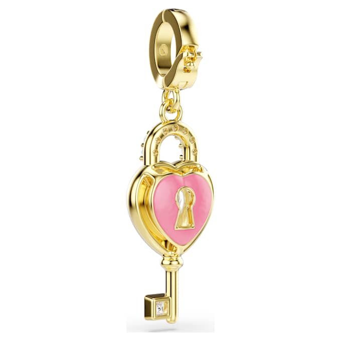 Colgante Idyllia de cortes mixtos, corazón con llave, blanco, chapado en tono dorado Colgante Idyllia de cortes mixtos, corazón con llave, blanco, chapado en tono dorado