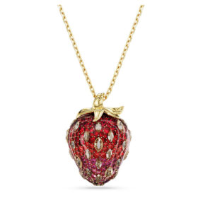 Colgante Idyllia de cortes mixtos, fresa, rojo, chapado en tono dorado