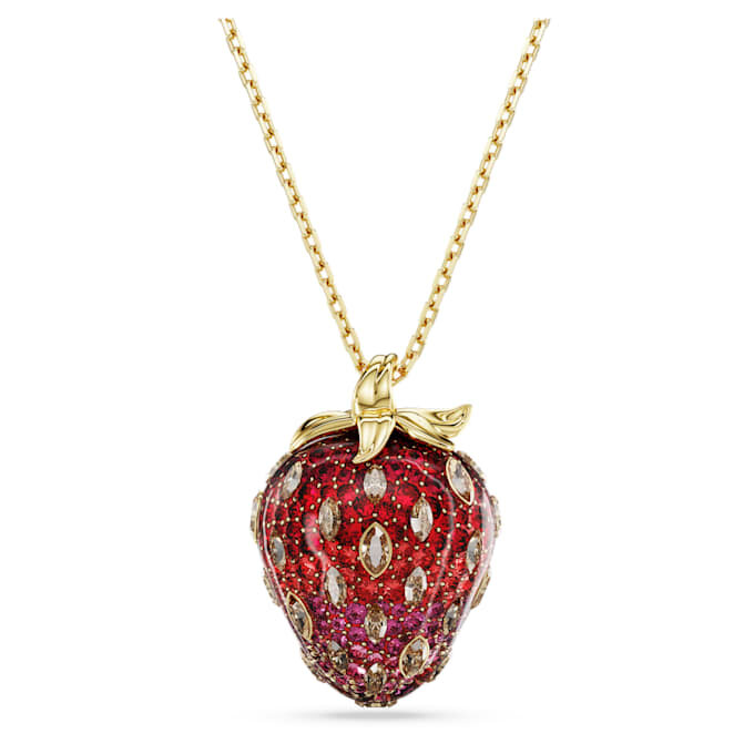Colgante Idyllia de cortes mixtos, fresa, rojo, chapado en tono dorado Colgante Idyllia de cortes mixtos, fresa, rojo, chapado en tono dorado