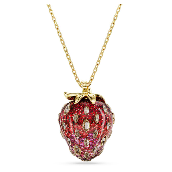 Colgante Idyllia de cortes mixtos, fresa, rojo, chapado en tono dorado Colgante Idyllia de cortes mixtos, fresa, rojo, chapado en tono dorado