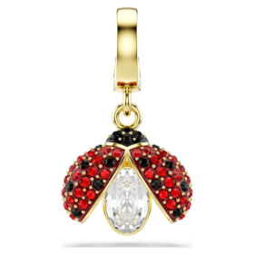 Colgante Idyllia de cortes mixtos, mariquita, rojo, chapado en tono dorado