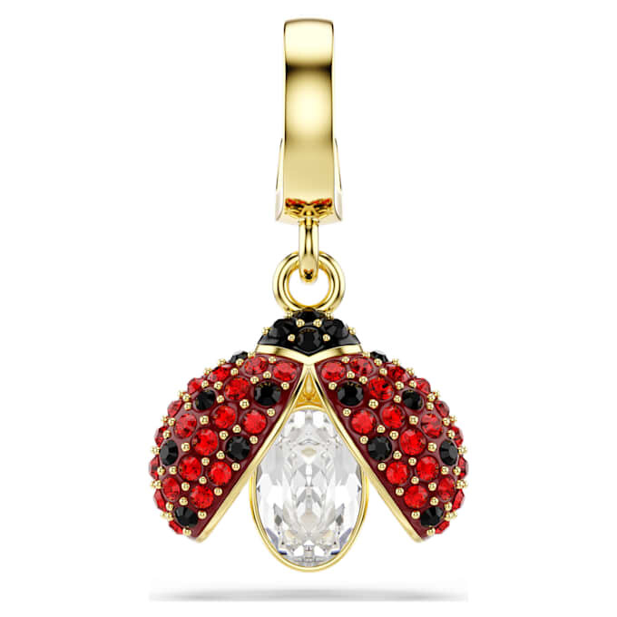 Colgante Idyllia de cortes mixtos, mariquita, rojo, chapado en tono dorado Colgante Idyllia de cortes mixtos, mariquita, rojo, chapado en tono dorado