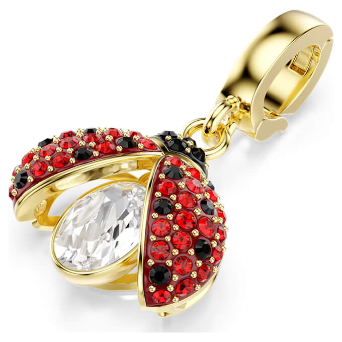 Colgante Idyllia de cortes mixtos, mariquita, rojo, chapado en tono dorado Colgante Idyllia de cortes mixtos, mariquita, rojo, chapado en tono dorado