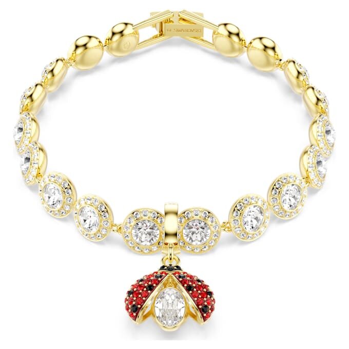 Colgante Idyllia de cortes mixtos, mariquita, rojo, chapado en tono dorado Colgante Idyllia de cortes mixtos, mariquita, rojo, chapado en tono dorado