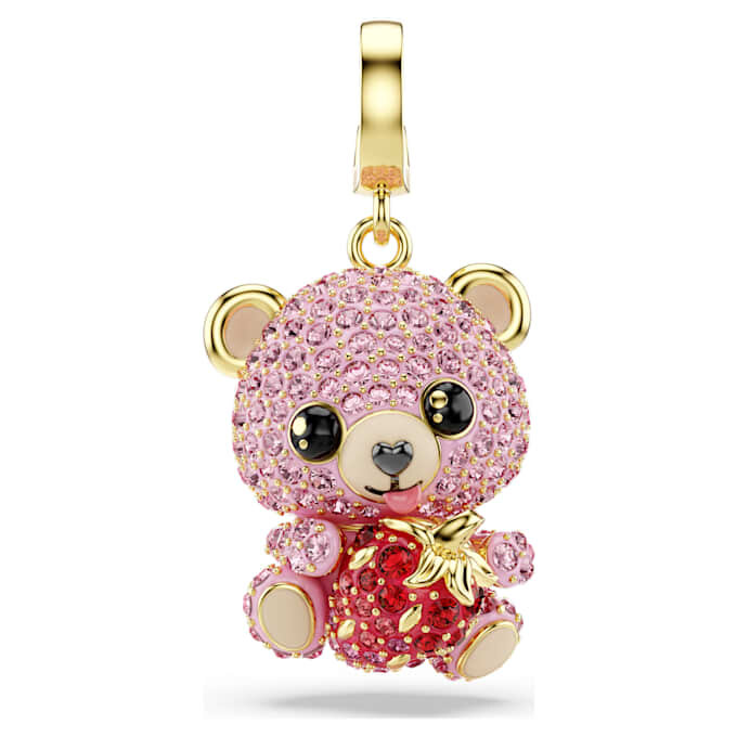 Colgante Idyllia de cortes mixtos, osito, rosa, chapado en tono dorado Colgante Idyllia de cortes mixtos, osito, rosa, chapado en tono dorado