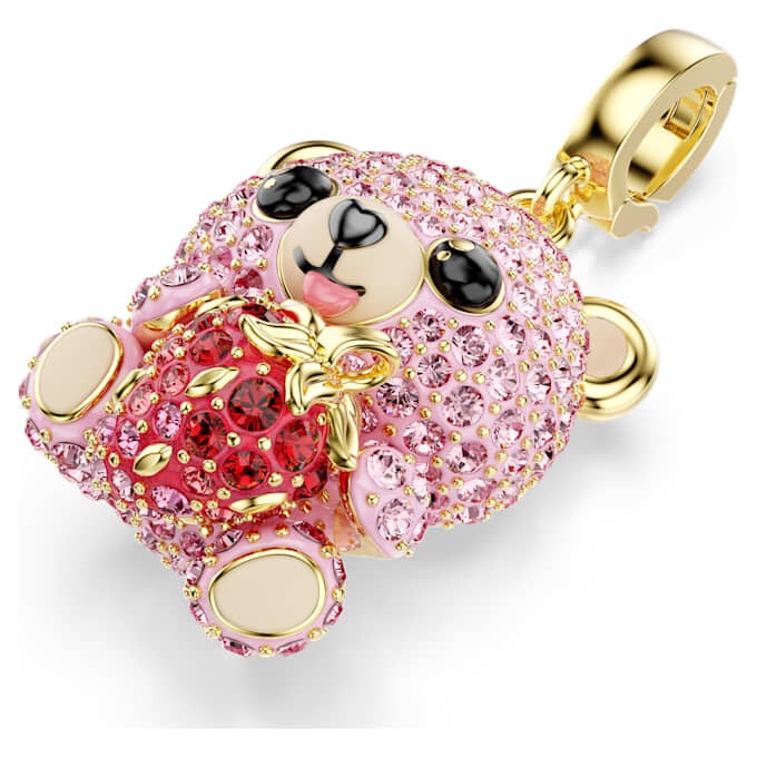 Colgante Idyllia de cortes mixtos, osito, rosa, chapado en tono dorado Colgante Idyllia de cortes mixtos, osito, rosa, chapado en tono dorado