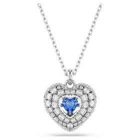 Colgante Idyllia en forma de corazón, azul, chapado en rodio