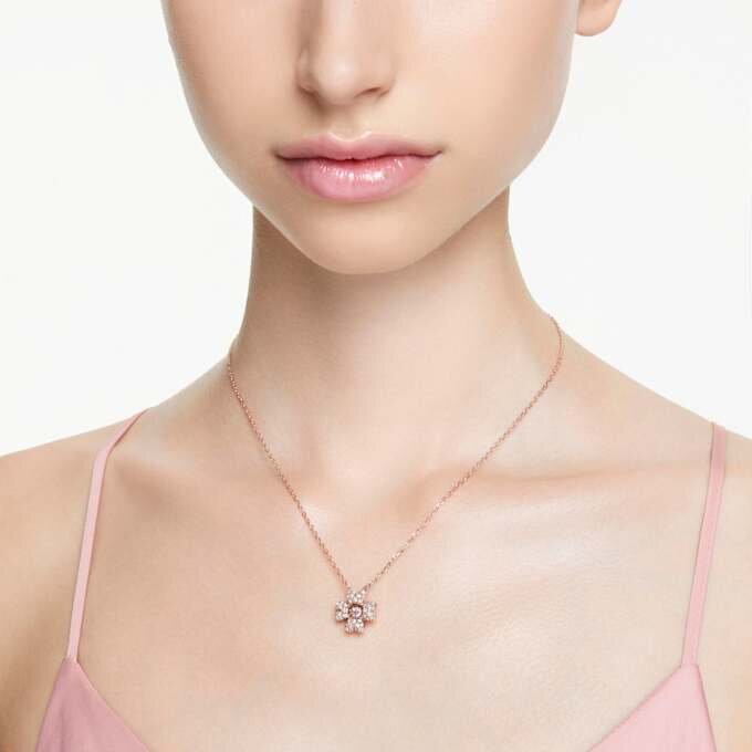 Colgante Idyllia Trébol, blanco, chapado en tono oro rosa Colgante Idyllia Trébol, blanco, chapado en tono oro rosa