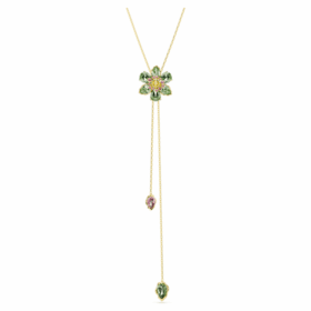 Colgante Idyllia Y con cortes mixtos, flor, multicolor, chapado en tono dorado