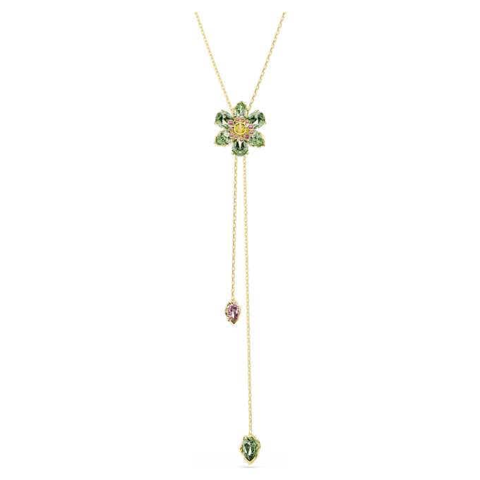 Colgante Idyllia Y con cortes mixtos, flor, multicolor, chapado en tono dorado