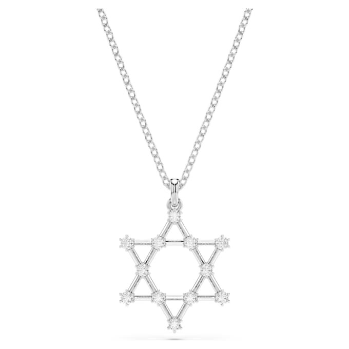 Colgante Insigne de corte redondo, estrella, blanco, chapado en rodio Colgante Insigne de corte redondo, estrella, blanco, chapado en rodio