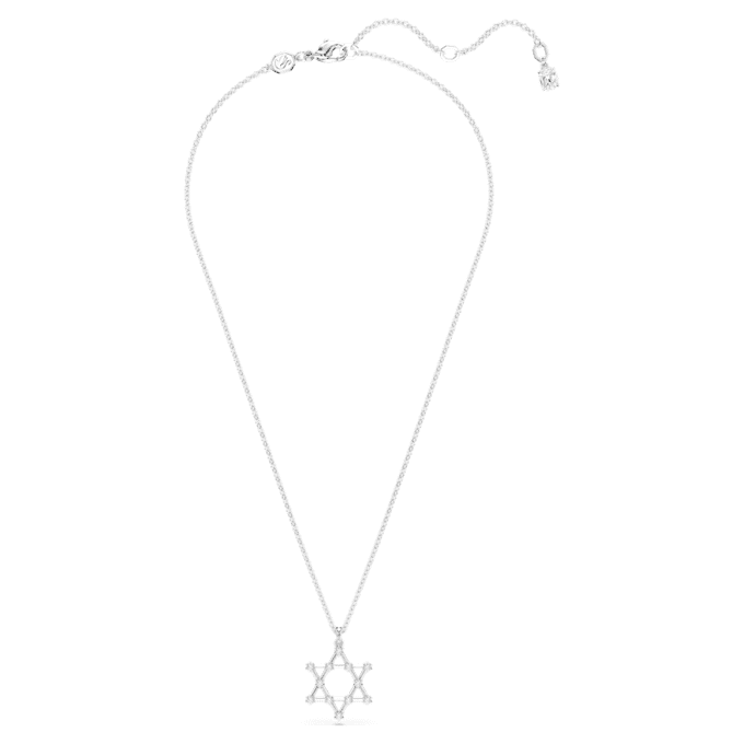 Colgante Insigne de corte redondo, estrella, blanco, chapado en rodio Colgante Insigne de corte redondo, estrella, blanco, chapado en rodio