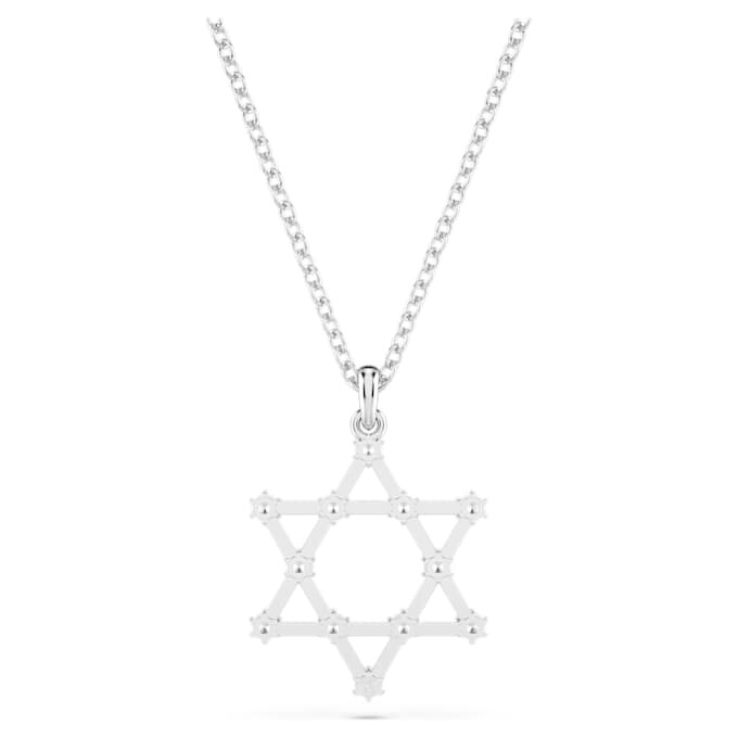 Colgante Insigne de corte redondo, estrella, blanco, chapado en rodio Colgante Insigne de corte redondo, estrella, blanco, chapado en rodio