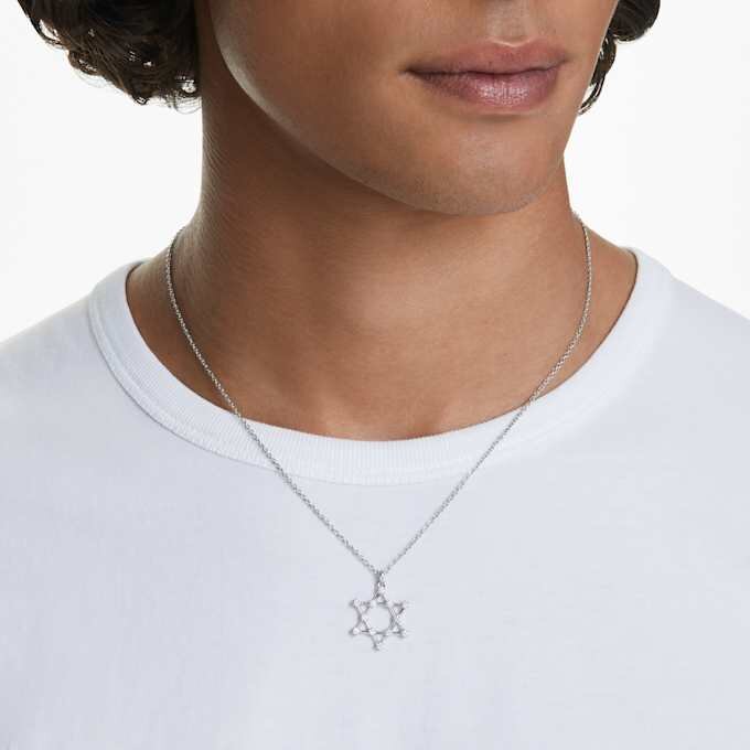 Colgante Insigne de corte redondo, estrella, blanco, chapado en rodio Colgante Insigne de corte redondo, estrella, blanco, chapado en rodio