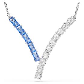 Colgante Matrix con cortes mixtos, azul, chapado en rodio