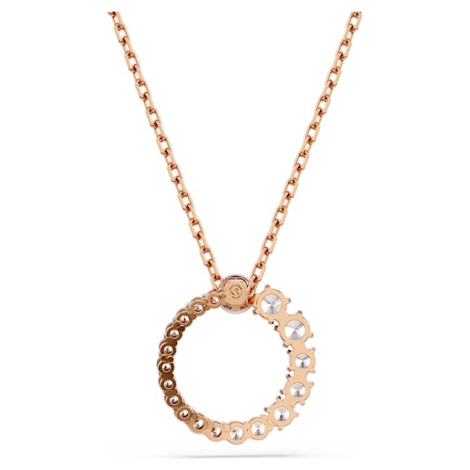 Colgante Matrix con perla de cristal, corte redondo, blanco, chapado en tono oro rosa Colgante Matrix con perla de cristal, corte redondo, blanco, chapado en tono oro rosa