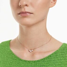Colgante Mesmera con cortes mixtos, blanco, chapado en tono oro rosa