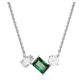 Colgante Mesmera con cortes mixtos, verde, chapado en rodio
