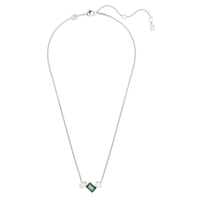 Colgante Mesmera con cortes mixtos, verde, chapado en rodio Colgante Mesmera con cortes mixtos, verde, chapado en rodio