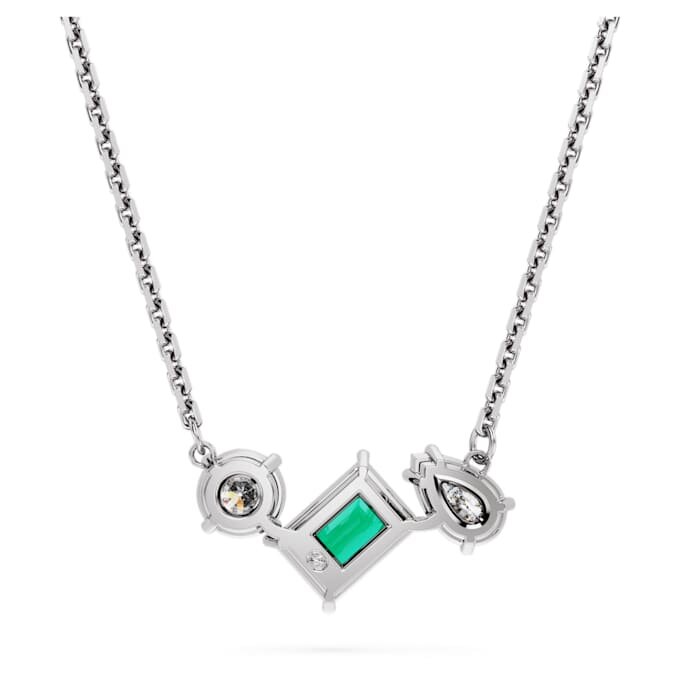 Colgante Mesmera con cortes mixtos, verde, chapado en rodio Colgante Mesmera con cortes mixtos, verde, chapado en rodio