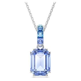 Colgante Millenia con corte octogonal, azul, chapado en rodio