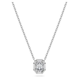 Colgante octogonal con diamantes cultivados en laboratorio de 0,5 Ct en total, forma octogonal, oro blanco de 14K