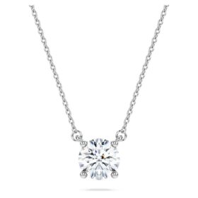 Colgante solitario Eternity con diamantes cultivados en laboratorio, 1 Ct Tw, forma redonda, oro blanco de 14K