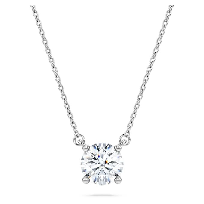 Colgante solitario Eternity con diamantes cultivados en laboratorio, 1 Ct Tw, forma redonda, oro blanco de 14K Colgante solitario Eternity con diamantes cultivados en laboratorio, 1 Ct Tw, forma redonda, oro blanco de 14K
