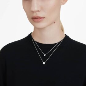 Colgante solitario Eternity con diamantes cultivados en laboratorio de 2 ct en total, forma redonda, oro blanco de 14K