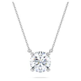 Colgante solitario Eternity con diamantes cultivados en laboratorio de 2 ct en total, forma redonda, oro blanco de 14K