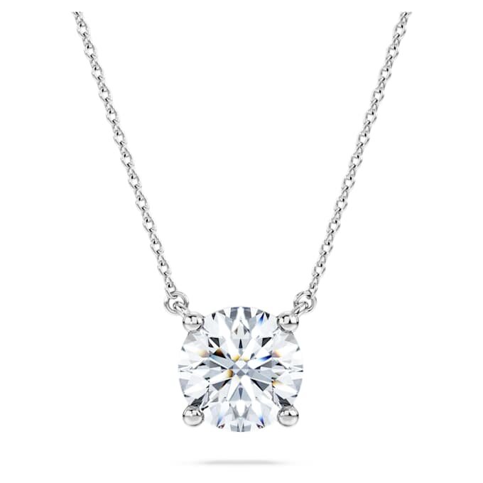 Colgante solitario Eternity con diamantes cultivados en laboratorio de 2 ct en total, forma redonda, oro blanco de 14K Colgante solitario Eternity con diamantes cultivados en laboratorio de 2 ct en total, forma redonda, oro blanco de 14K