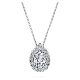 Colgante solitario «Eternity Halo» con diamantes cultivados en laboratorio, 1 Ct Tw, forma de pera, oro blanco de 14K