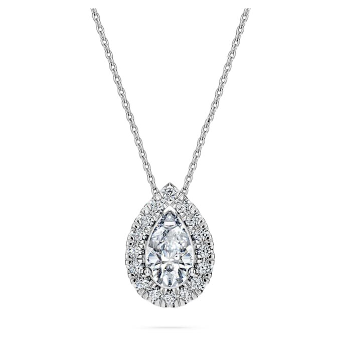 Colgante solitario «Eternity Halo» con diamantes cultivados en laboratorio, 1 Ct Tw, forma de pera, oro blanco de 14K Colgante solitario «Eternity Halo» con diamantes cultivados en laboratorio, 1 Ct Tw, forma de pera, oro blanco de 14K