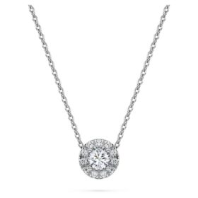 Colgante solitario Eternity Halo con diamantes cultivados en laboratorio de 0,23 ct en total, forma redonda, plata esterlina