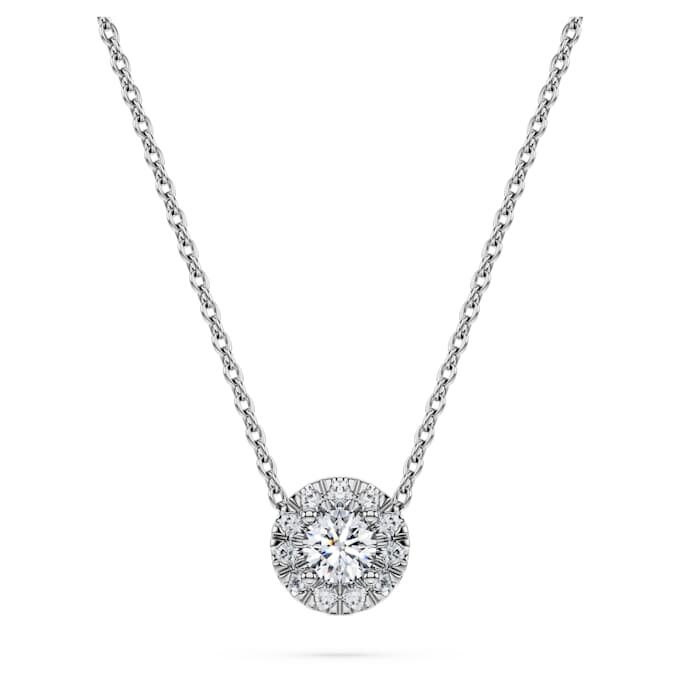 Colgante solitario Eternity Halo con diamantes cultivados en laboratorio de 0,23 ct en total, forma redonda, plata esterlina Colgante solitario Eternity Halo con diamantes cultivados en laboratorio de 0,23 ct en total, forma redonda, plata esterlina