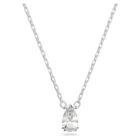 Colgante Stilla con corte de pera, blanco, chapado en rodio