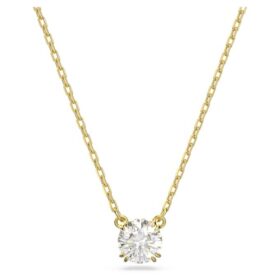 Colgante Stilla de corte redondo, blanco, chapado en tono dorado