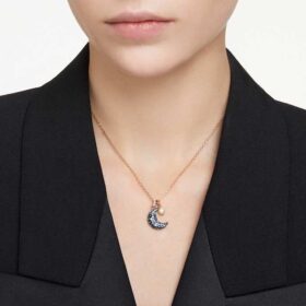 Colgante Sublima con perla de cristal, luna, multicolor, chapado en tono oro rosa