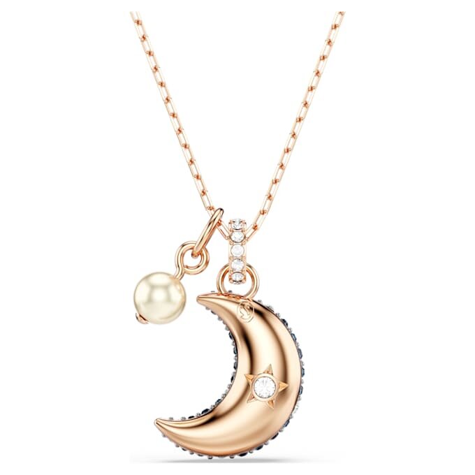 Colgante Sublima con perla de cristal, luna, multicolor, chapado en tono oro rosa Colgante Sublima con perla de cristal, luna, multicolor, chapado en tono oro rosa