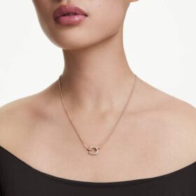 Colgante Symbolica con pavé, herradura, blanco, chapado en tono oro rosa