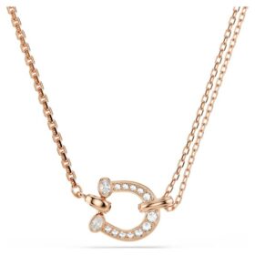 Colgante Symbolica con pavé, herradura, blanco, chapado en tono oro rosa