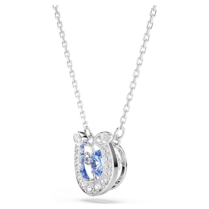 Colgante Symbolica de corte redondo, pavé, herradura, azul, chapado en rodio Colgante Symbolica de corte redondo, pavé, herradura, azul, chapado en rodio