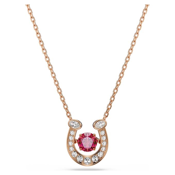 Colgante Symbolica de corte redondo, pavé, herradura, rojo, chapado en tono oro rosa Colgante Symbolica de corte redondo, pavé, herradura, rojo, chapado en tono oro rosa