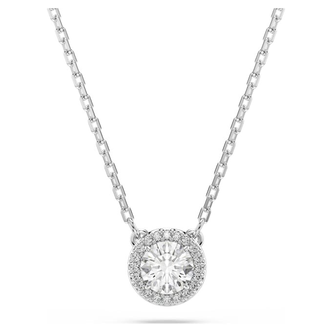 Colgante Una Angelic, corte redondo, pavé, blanco, chapado en rodio Colgante Una Angelic, corte redondo, pavé, blanco, chapado en rodio
